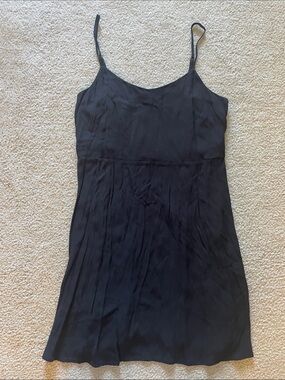Vintage LOFT Black Smocked Bodice Slip Dress, Size 14